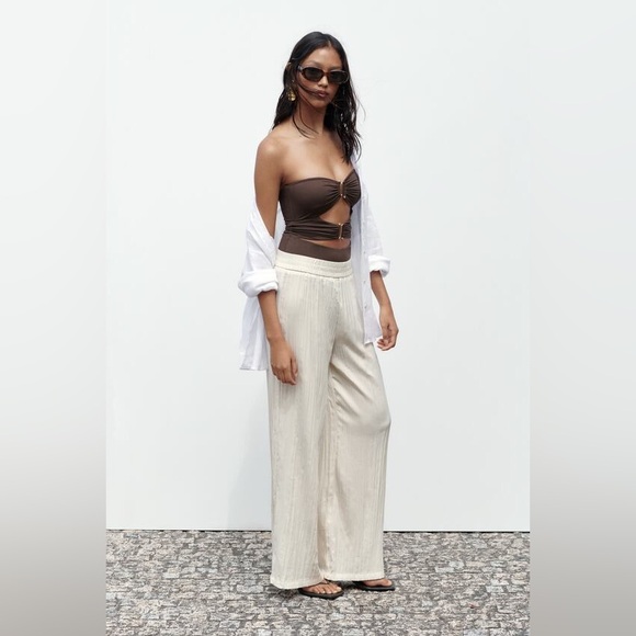 Zara Pants - NWT- ZARA WRINKLED EFFECT WIDE LEG PANTS